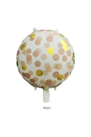 Kahverengi Gold Puantiyeli Yuvarlak Folyo Balon 45 Cm Kahverengi