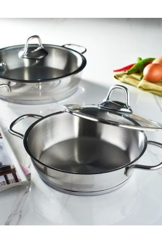 Hisar Optima 4 Parça Paslanmaz Çelik Cam Kapaklı Sahan Seti