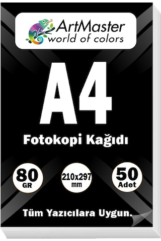 A4 Fotokopi Kağıdı 50 Adet 80 Gr 21x29,7 Cm Artmaster A4 Boy Fotokopi Kağıdı Yazıcı Kağıdı 50 Li
