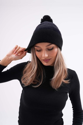 Peluş Ponponlu Bere Siyah