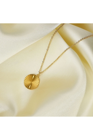 Şık Titanyum Çelik Güneş Işığı Disk Kolye 18 Ayar Altın Kaplama Paslanmaz Çelik Madeni Para Kolye Erkek Ve Kadın Takıları Diğer