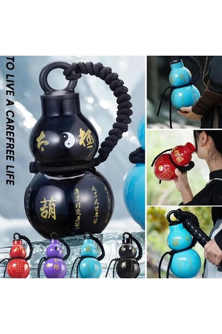 Skycity Siyah Mitoloji Kalebik Şekilli Plastik Matara 800ml - Eldiven Kordon Ve Metal Sticker İle Günlük Kullanım İçin Pratik Su Bardak Çok Renkli