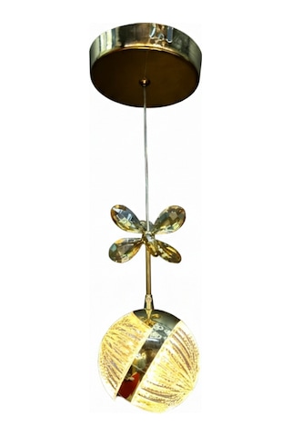 Tekli Perla Gold 3 Renk Modlu Kristal Taşlı Ledli Sarkıt Avize Altın