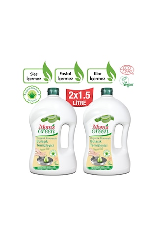 Mom's Green Aloevera Bitkisel Bulaşık Temizleyici 2 x 1500 ML