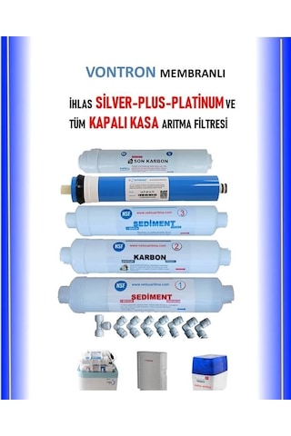 Vontron Membranlı İhlas Aura Cebilon Silver ve Kapalı Kasa Su Arıtma Filtresi 5 li Filtre