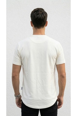 Plus Scorpion Erkek Slim Fit Basic Tişört Esnek, Terletmeyen Pike Dokulu Kumaş Ekru