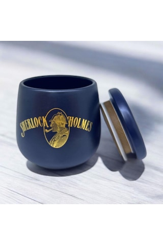 Sherlock Holmes El Yapımı Seramik Pipo Tutun Kavanozu Mavi