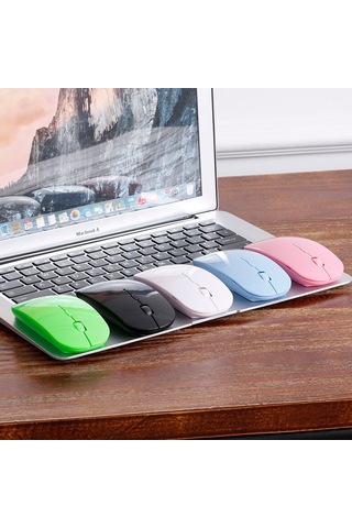 Mufunye Mavi 2.4g Kablosuz Mouse - Ultra İnce Taşınabilir 4 Tuşlu Sessiz Ofis Mouse - 1600 Dpı Usb Alıcı İçeren Pil Yok Optik