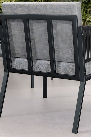 Lido Antrasit Gövde - Açık Gri Minder 4 Parça Bahçe Balkon Takımı, Makrome Örgü Detaylı Çok Renkli