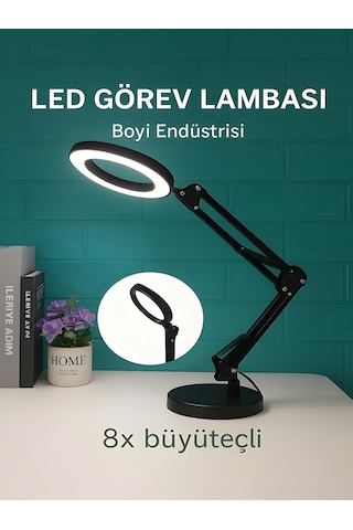 Katlanabilir Led Masa Lambası 3 Renk Modlu, Ayarlanabilir, Büyüteçli Güzellik Ve Bakım Işığı -