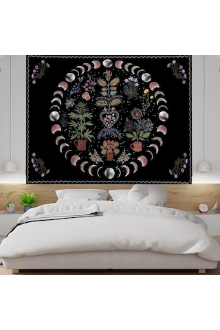 Bitki Goblen Boho Ay Ve Güneş Duvar Sanatı Asılı Halılar Mandala Estetik Odası Dekor Yatak Odası Dekorasyon Aksesuarları Battaniye