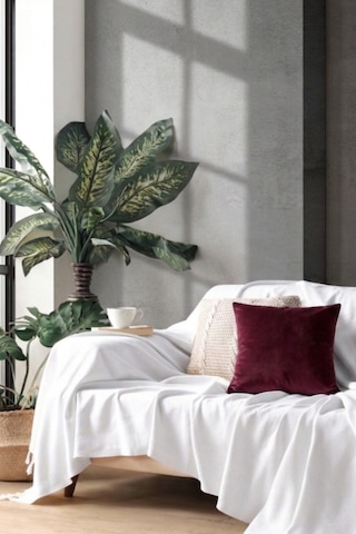 Miracolo Home Beyaz Pamuklu Dekoratif Koltuk Örtüsü 170x230 Boyutlu Optimal Kaymaz Tasarım
