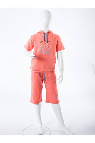 Xo Kids Erkek Çocuk Yazlık 2li Alt Üst Takım Tişort + Şort 8-14 Yaş 4222 Coral