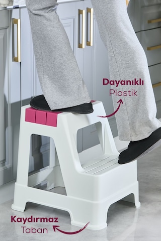 Vienev Plastik Basamaklı Tabure Pembe Pembe