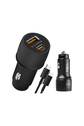 Powerway Cc36 30w Pd + Qc 3.0 Çift Çıkışlı Metal Araç Çakmaklık Hızlı Şarj Kablolu Set
