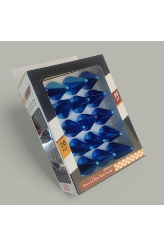 19mm Sivri Parlak Mavi Bijon Kapağı 20li Set