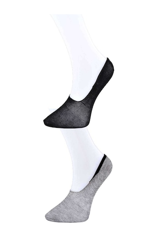 Royaleks Siyah ve Gri Kadın Babet Çorap 15 çift RYL-KBT15005 Çok Renkli