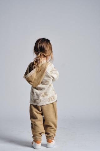 Etnik Desen Kapşonlu 2 Li Takım Bej