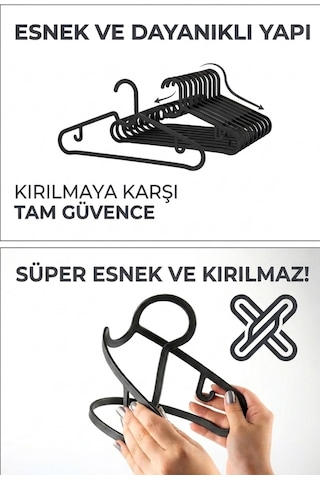 Ego Home 20 Adet Slim Askı Elbise Askısı - Siyah