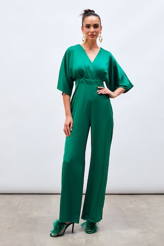 Sateen Kruvaze Salaş Tulum - Zümrüt