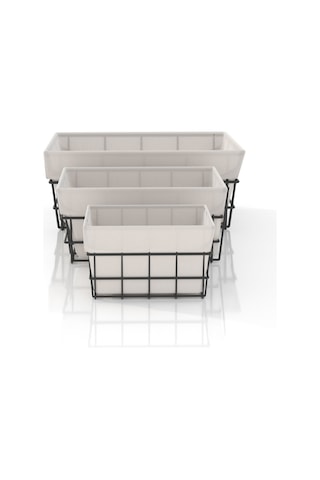 Teknotel Organizer 3'lü Bezli Sepet Set Siyah Eg320