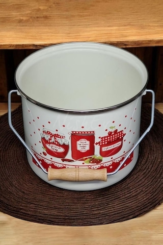 Nishev Zarif İtalyan Reçel Emaye Yoğurt, Tahıl, Bakliyat Tencere Seti Emaye Bakraç