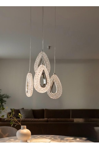 3 Renk 4 Lü Kristal Damla Sarkıt Model Lüx Avize Altın - Gold