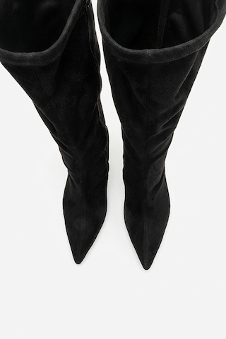 Luvi Shoes Dorado Siyah Süet Kadın Topuklu Çizme