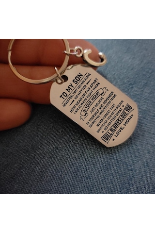 Tenfowee Oğlum'a - Çelik Anahtar Kılıfı Ve Kolye Seti, Babanın Sevgisi, Özel Tasarım, Dayanıklı Aksesuar