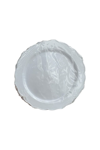 Parti Davet Piknik Doğum Günü Sert Plastik Mika Tabak - Beyaz - 18 Cm. - 6'lı 5 Paket