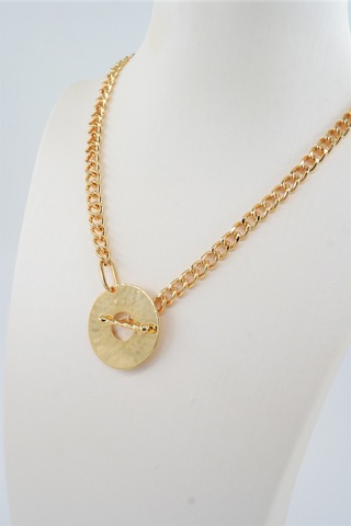 Kadın Özel Tasarım Prenses Zincirli Yuvarlak Figürlü Kolye - ALTIN