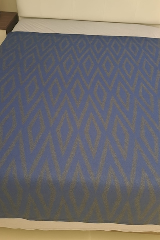 %90 Saf Yün Battaniye Tek Kişilik -doğal Saf Yün - Doğal Desenli Yün Battaniye - Wool Kahverengi - Mavi