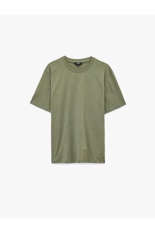 Koton Regular Fit Kısa Kollu Pamuklu Basic Bisiklet Yaka Tişört Yeşil 6sam10037mk