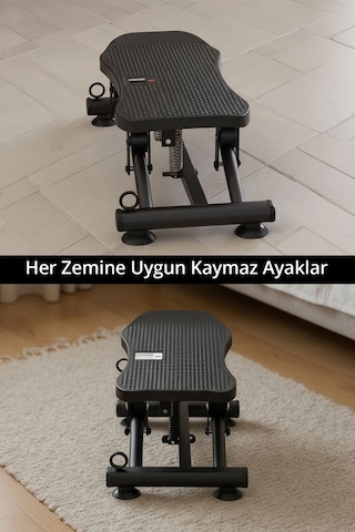 T-233 Kayak Egzersiz Aleti / Lcd Ekran / Vakumlu Ayaklar / Direnç Lastiği Siyah
