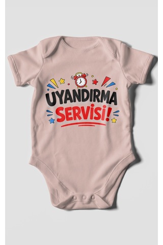 Morivokids Uyandırma Servisi Kısa Kollu Bebek Body %100 Pamuk Pastel Pembe