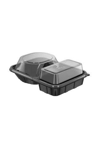 Folyoterm Hamburger Kabı Kase Siyah - Kapak Şeffaf 60 Kase + 60 Kapak Ft280 - Ft281