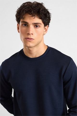 Süvari Lacivert Regular Düz Baskısız İnterlok Bisiklet Yaka Cepsiz Düz Sweatshirt Ssw2013700035-m09