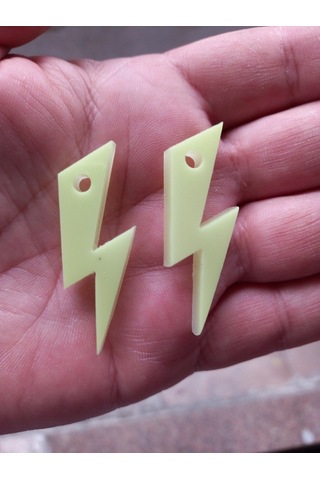 Karanlıkta Parlayan Fosforlu Zincirli Gümüş Kolye Küpe Anahtarlık Seti Yeşil