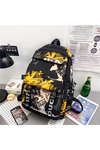 Moveevo Öğrenci İçin Geniş Kapasiteli Nilon Sırt Çantası - Sarı Renk Ve Askı Eşliği Sarı