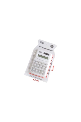 Güneş Enerjili Ve Pilli 8 Haneli Küçük Hesap Makinesi 1 Adet Ebat: 10 Cm X 6,1 Cm Beyaz
