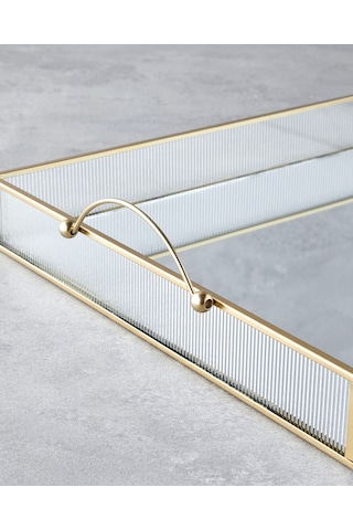 English Home Marsilya Cam Dekoratif Tepsi 43.3x33x5cm Gold