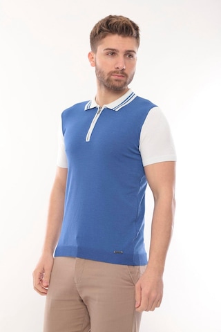 Fore Sport Tişört Kısa Kol Triko Polo Yaka Fermuarlı Saks Beyaz