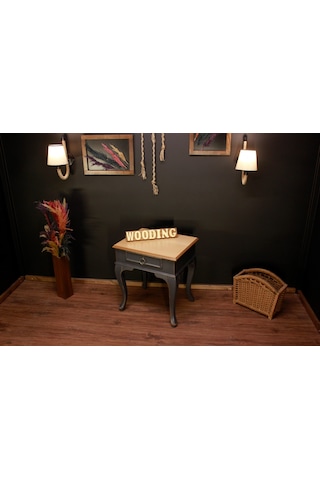 Wooding Masif Naturel Antrasit Komodin - Yan Sehpa