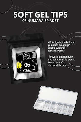 Momo Professional Soft Gel Tips Badem No:06 Tek Boy 50 Li Yedek Paket