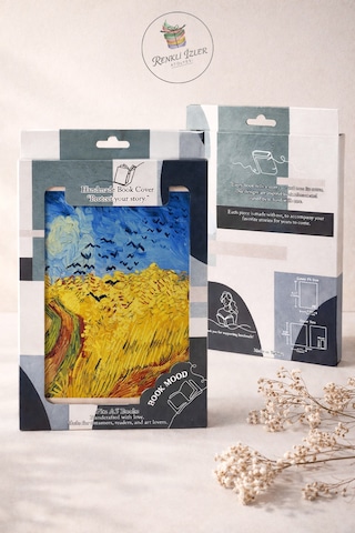 Kitap Kılıfı Ve Metal Kitap Ayracı Seti Van Gogh Buğday Tarlası Ve Kargalar