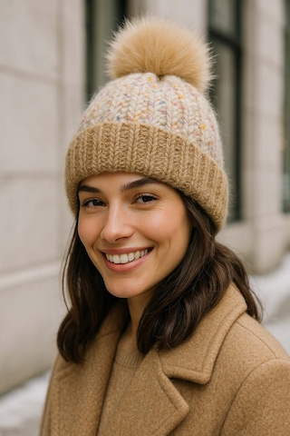 Ponpon Detay Kadın Bere Rkş-1142 Camel Camel