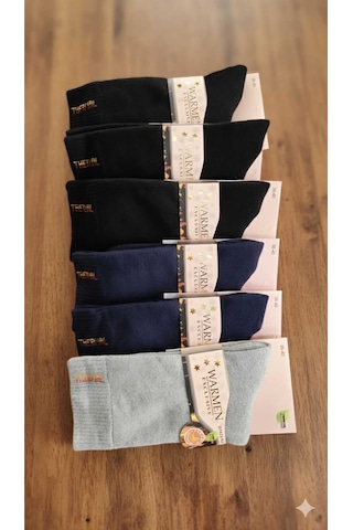 Kadın Bambu Thermal Havlu Çorap, Dikişsiz, Asorti 6'lı Paket, 36-40 Set 2