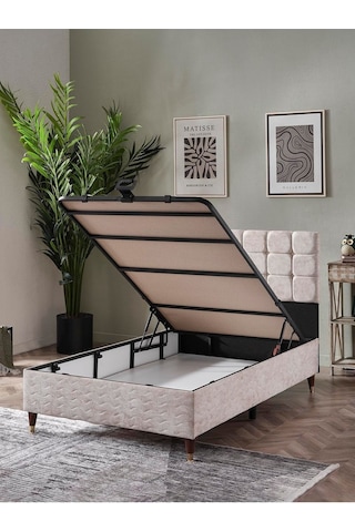 Beehanem 120x200 Bengü Baza Başlık Yatak Set Krem 120 X 200