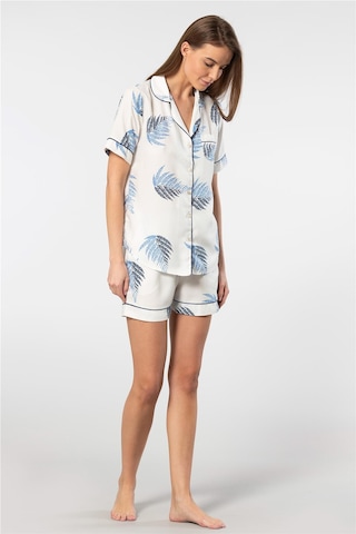 Türen 3605 Kadın Kısa Kollu Şortlu Gömlek Pijama Takım-ekru Ekru