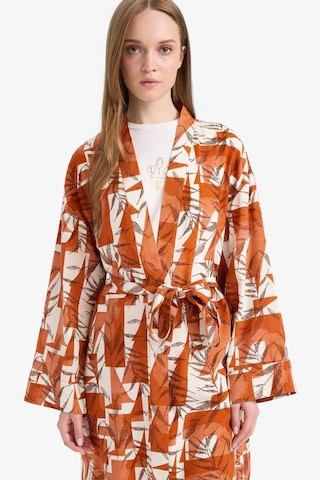 Defacto Relax Fit Bisiklet Yaka Desenli Viskon Kimono E7262ax25smog613 Turuncu